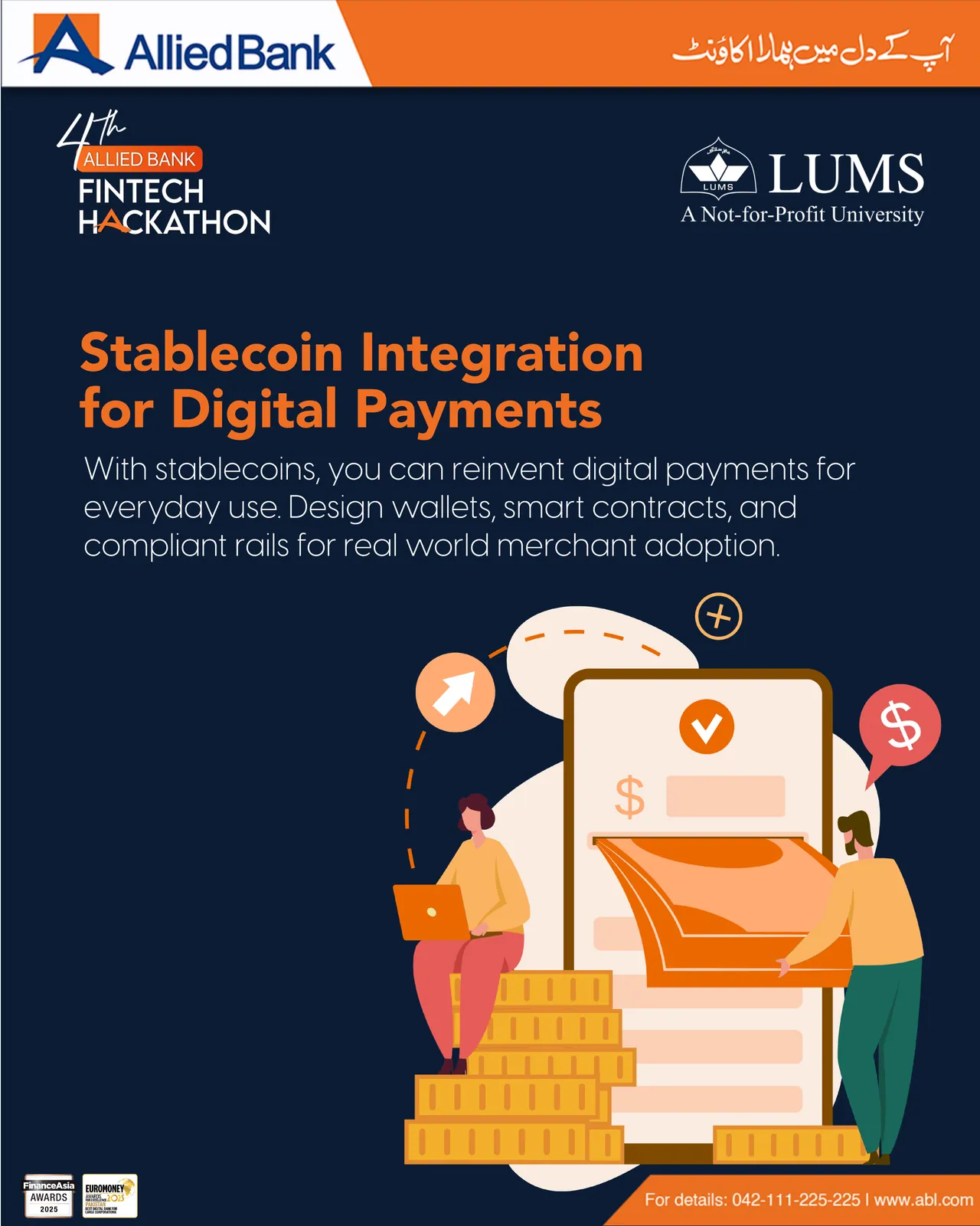 Thematic area post: Stablecoin Integration for Digital Payments, with a phone and coins