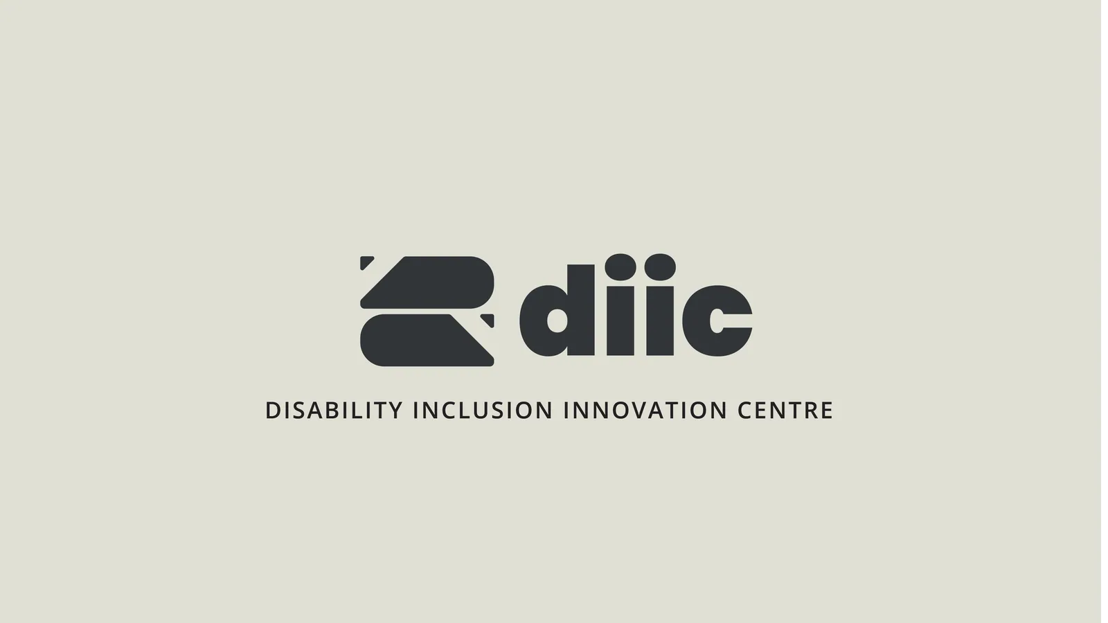 Exploration: a lowercase diic wordmark with a folded-ribbon symbol on grey