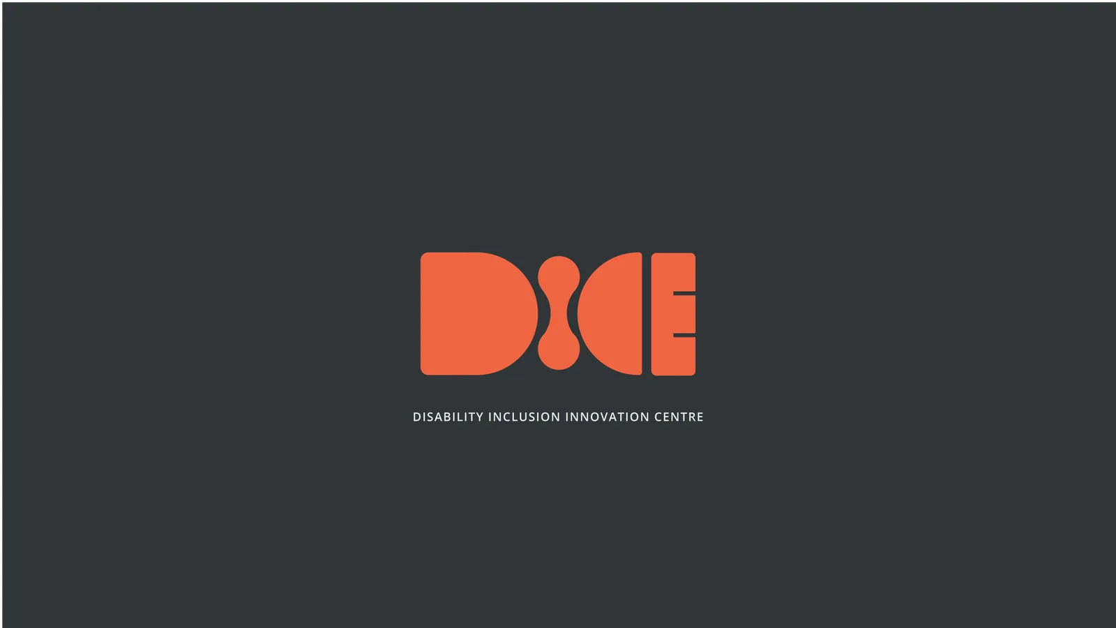 Exploration: the DIICE letters in orange on charcoal
