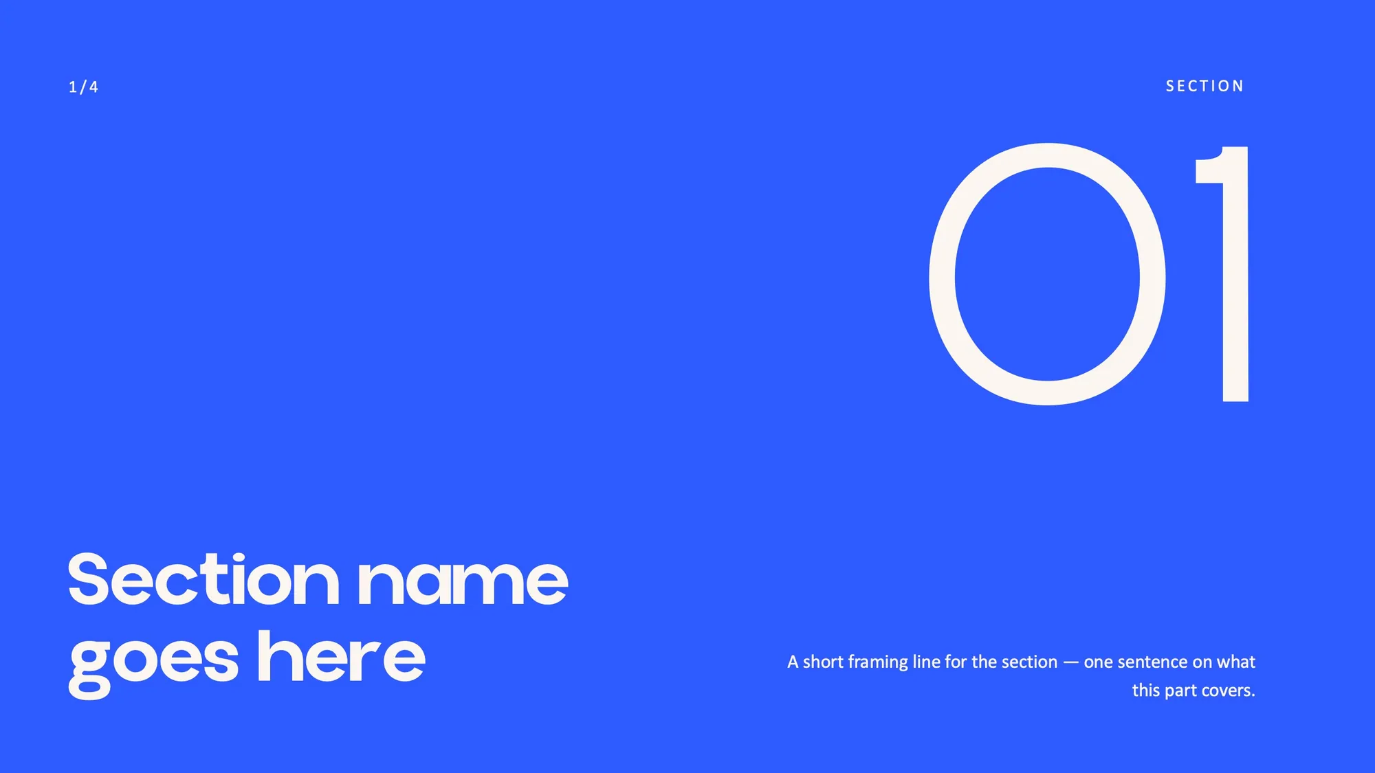 LUMSx deck section divider with a large “01” on blue