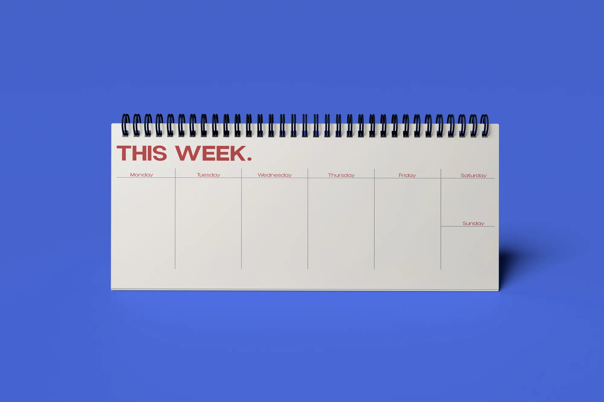 A LUMSx desk planner page headed “This week.” on blue