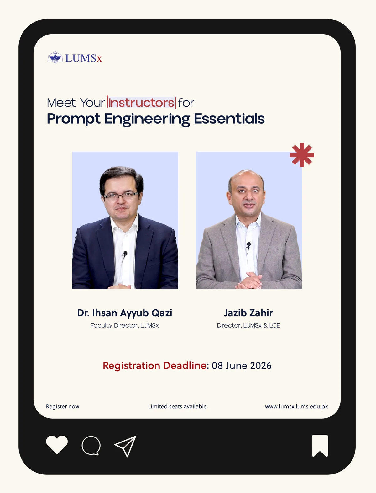 Post: Meet your instructors for Prompt Engineering Essentials, with two faculty portraits