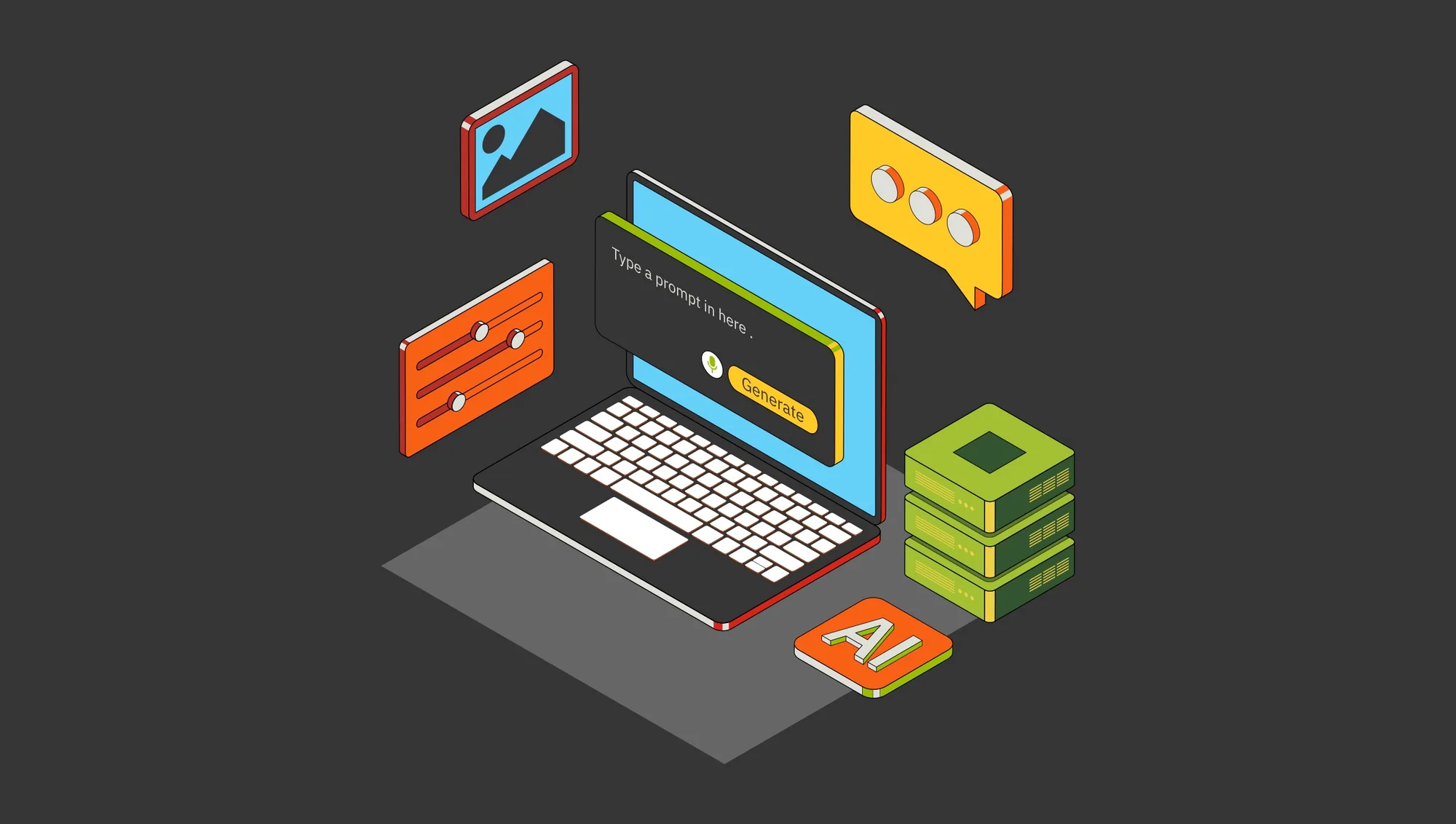 The Prompt Engineering Essentials course card: an isometric laptop among retro icons, chat bubbles, a code window and an AI badge, on charcoal