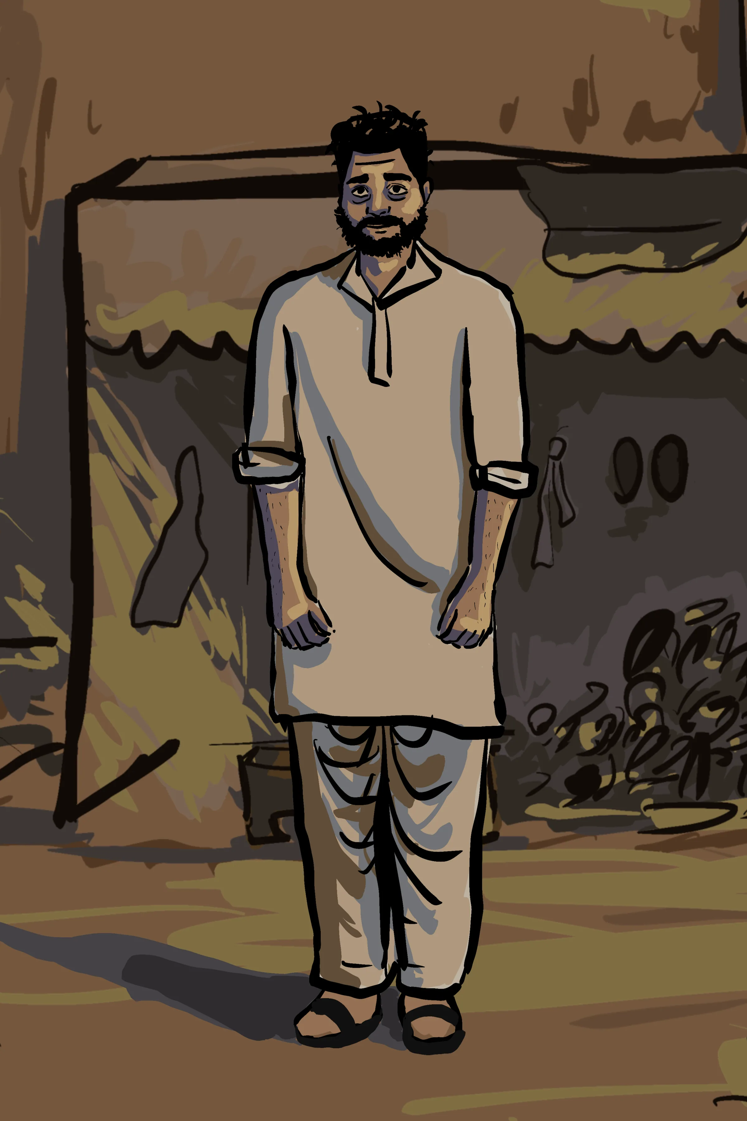 Khalid standing in front of his shop