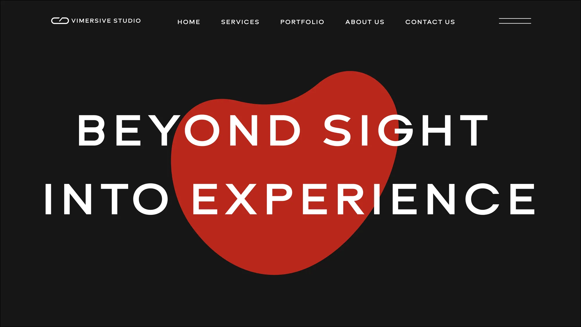 Website: “Beyond sight into experience” over a red shape on black